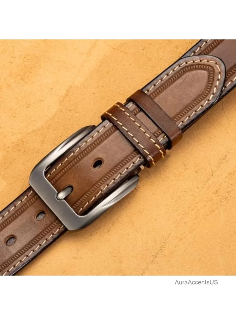 Italian Full Grain Leather Belt for Men Western Cowboy Casual Jean Belt 1.5